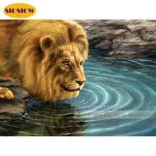 5D Diy Rhinestone Diamond Painting Crystal Lions Drink Water Full Square Round Drill Cross Stitch Daimond Embroidery Home Decor 2024 - buy cheap