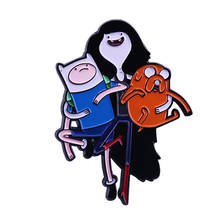 Эмалированная брошь Marceline с Финном и щукой, металлические значки, заколка на лацкан, броши на куртки, джинсы, модные украшения, аксессуары 2024 - купить недорого