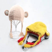 Gorros de felpa interior para niños y niñas, gorro de lana suave con forma de Animal, orejeras de invierno 2024 - compra barato