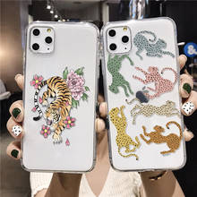 Capa de celular pantera de tigre selvagem, capa transparente para iphone xr xs max 11 pro max 12 7 7plus 8 8plus x 2024 - compre barato