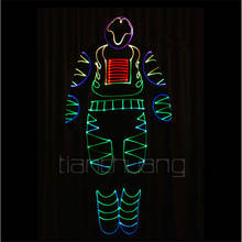 Programmable robot men suit dj full color RGB light costume led tron dance group outfit luminous clothe party cosplay wears mask 2024 - buy cheap