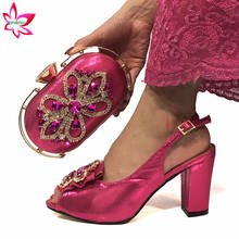 Sandalias fucsia y bolsos para mujer a la moda que combinan con zapatos nigerianos de 9 cm de alta calidad con bolsos a juego para fiesta de bodas 2024 - compra barato