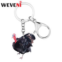 WEVENI Acrylic Thanksgiving Black Turkey Chicken Key Chains Key Rings Car Purse Bag Keychains For Women Girl Men Decoration Gift 2024 - buy cheap