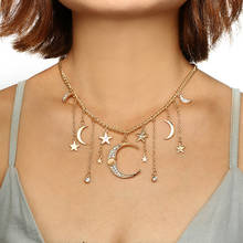 Женское Ожерелье с Луной и звездой, эффектное ожерелье золотого цвета, женское ожерелье, вечерние ювелирные изделия на день рождения 2024 - купить недорого