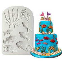 Molde de silicona de algas marinas, herramienta de decoración de pasteles, Fondant, Mar, Coral, magdalenas, Chocolate, 1 pieza 2024 - compra barato