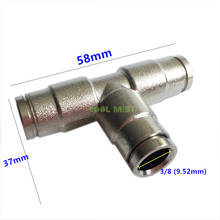 S264 High Quality 3/8 brass nickle tee connector Ferrule Tube Fitting Connector 3 way joiner 2pcs/lot 2024 - buy cheap