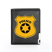 Billetera de cuero con estampado de logotipo de policía para hombre, tarjetero, bolsillo Delgado, novedad de 2021 2024 - compra barato