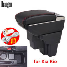 Reposabrazos para Kia Rio GT, caja de cuero para consola central, puertos USB, accesorios de almacenamiento, interior del automóvil, 2017, 2018, 2019, 2020 2024 - compra barato