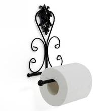 Suporte de rolo de papel higiênico, de ferro, para parede, 1 peça, vintage, preto, branco, bronze, #05 2024 - compre barato