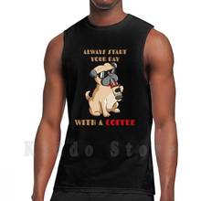 Camisetas sin mangas Happy Pug para perro, chaleco sin mangas para café, Latte, café helado, negro 2024 - compra barato