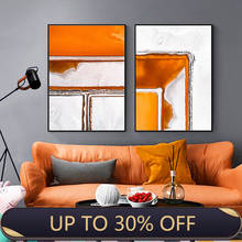 Cuadro de arte geométrico abstracto para pared, pintura en lienzo, galería de interior, decoración del hogar, naranja moderno 2024 - compra barato