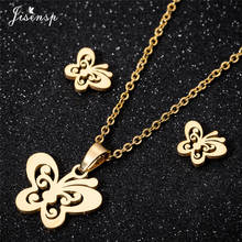 Gargantilla de mariposa exquisita para mujer, conjunto de joyería de acero inoxidable, collar de Animal encantador, pendientes, regalo de joyería de boda para niña 2024 - compra barato