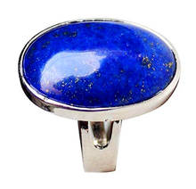 FYJS-Anillo de dedo ajustable con forma de elipse, único, chapado en plata, lapislázuli para joyería de fiesta 2024 - compra barato