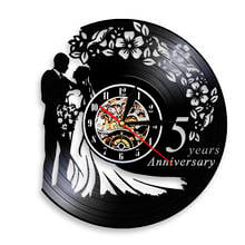 Anniversary 5 Years Vinyl Record Wall Clock Wedding Marriage Led Night Lamp Wedding Wall Hanging Watch Gift Living Room Decor 2024 - buy cheap