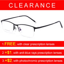 Clearance Eye Glasses Titanium Men Eyewear Glasses Frames Eyeglasses Optical Prescription Square half Rim 2024 - buy cheap
