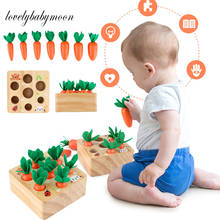 Woodentoys montessori conjunto de brinquedos do bebê puxando forma cenoura tamanho correspondente cognição montessori brinquedo educacional brinquedos de madeira do bebê 2024 - compre barato