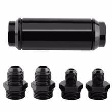 Universal Aluminum 44mm Car Inline Oil Fuel Filter With AN6 AN8 Adapter Fittings Black Car Fuel Filter 2024 - buy cheap