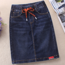 plus size 3XL! spring autumn casual denim skirt women elastic waist package hip a-line jeans skirt 2024 - buy cheap