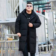 Зимняя мужская куртка, до колена; Длинные сапоги выше колена из хлопка, пальто для девочек теплая зимняя повседневная Черная куртка Размеры XL-9XL 10XL 2024 - купить недорого