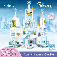 Castillo de hielo de princesa Friends para niñas, bloques de construcción, conjunto de fiesta, casa de ensueño, Villa, modelo de caballo de cristal, regalos de cumpleaños para niños 2024 - compra barato