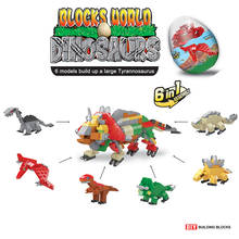 6 pçs caixa cega dinossauro conjunto blocos de construção brinquedo surpresa ovo trem inseto modelo diy brinquedos criativos presente aniversário das crianças 2024 - compre barato