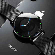 Relógio de pulso minimalista masculino, relógio de quartzo em aço inoxidável ultra fino e luminoso, com pulseira de malha 2024 - compre barato