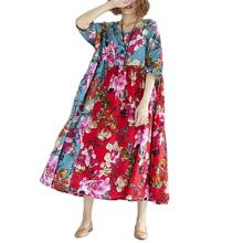 ARCSINX-vestido Floral de algodón para mujer, ropa informal de manga corta para playa, talla grande 7XL, 6XL, 5XL, 4XL, 3XL 2024 - compra barato