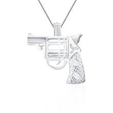 CLUCI 925 Sterling Silver Revolver Shaped for Women Necklace Fine Jewelry Gun Charm Pendant Real Silver 925 Pearl Locket SC057SB 2024 - buy cheap