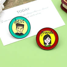 Best friends Enamel Brooch Round 2 pieces / set lovers Lapel Pin Boys and girls badge gift For men and women 2024 - buy cheap