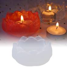 Molde de silicone em formato de lótus, forma para velas diy, artesanato, caixa de armazenamento, gesso, artesanato, sabão, ornamento 2024 - compre barato