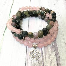 Mg0595 ntural fantasia contas 108 mala pulseira de alta qualidade rosa quarz yoga colar na moda pessoal espiritual jóias 2024 - compre barato