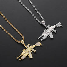 Hip Hop AAA CZ Stone Paved Bling Iced Outniper Rifle CS GO Gun Pendants Necklaces for Men Rapper Jewelry Drop Shipping 2024 - buy cheap