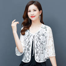 5XL Plus Size Summer Lace Cardigan Women Long Net Yarn Sunscreen Jacket Casual Office Red White Thin Long Sleeve Women Coat 2024 - buy cheap