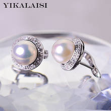 YIKALAISI 925 Sterling Silver Jewelry Pearl Earrings 2020 Fine Natural Pearl jewelry 8-9mm stud Earrings For Women wholesale 2024 - buy cheap