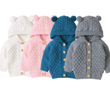 New Autumn Winter Cute Ear Toddler Boys Girls Kids Baby Sweater Hooded Knit Warm Coat Outerwear 2024 - buy cheap