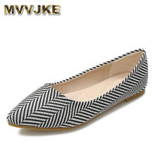 MVVJKE Slip On Flats Women Cloth Shoes Large Size Loafers Pointed Toe Shallow Single Office Lady Espadrilles Sweet Stripe Zapato 2024 - buy cheap
