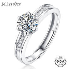 Jellystory-Anillo de plata de primera ley y piedra preciosa para mujer, sortija, plata esterlina 925, moissanita, 1 quilate, boda, compromiso, fiesta 2024 - compra barato