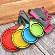 Silicone Collapsible Measuring Cups Food Grade Colorful Measuring Spoons Set for Kitchen Baking Cooking 2024 - buy cheap