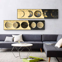 Arte de pared de gran tamaño, carteles de Luna Negra dorada e impresiones en lienzo, pintura, imágenes artísticas de pared para decoración de sala de estar, Cuadros 2024 - compra barato