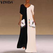 VONDA Women Fashion Party Dress 2020 Casual Loose Short Sleeve Sexy V Neck Maxi Long Dresses Plus Size Bohemian Summer Vestidos 2024 - buy cheap