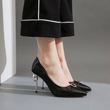 Blxqpyt novo sapato feminino de salto alto clássico 9cm, sensual pontas para festa de casamento, tamanho grande 33 a 50 2024 - compre barato