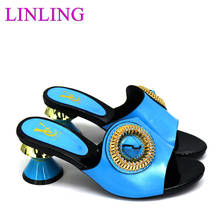 Brand new women's shoes ladies luxury elegant crystal women's shoes Italian women's wedding rhinestone Nigeria party Slippers 2024 - buy cheap