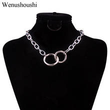waterproof chain Gothic Chunky Chokers Necklaces Punk hiphop double circles short Necklace Women goth Jewelry collier femme 2024 - buy cheap
