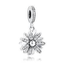 QANDOCCI Beads fits for Necklaces Bracelets 100% 925 Sterling-Silver-Jewelry Sparkling Daisy Flower Dangle Charms Free Shipping 2024 - buy cheap