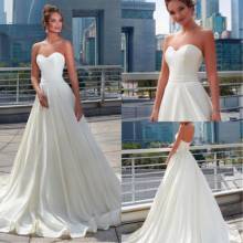 Simple Classic Satin Sweetheart Wedding Dresses A-Line Custom Made Lace Up Bridal Gowns Floor Length Wedding 2024 - buy cheap