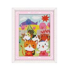 After School Cats Cross Stitch Patterns Cats Counted Canvas 14ct 11ct Printed Fabric Cross Stitch Kits Embroidery Needlework Set 2024 - buy cheap