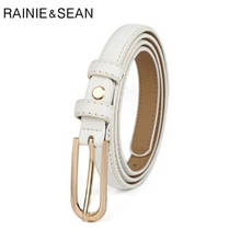 RAINIE-cinturón blanco de piel auténtica para mujer, Cinturón fino de piel de vaca, cinturones de alta calidad para vestidos, correa de 107cm 2024 - compra barato