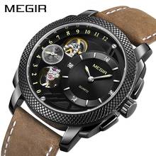 MEGIR Fashion Mens Watches Top Brand Luxury Sport Quartz Wristwatches Leather Army Military Watches Men Clock Erkek Kol Saati 2024 - buy cheap