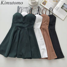 Kimutomo Sexy Breast-slinging Dress Women New Summer 2021 Korean Retro Striped Slim High Waist Sleeveless Mini Vestido Feminino 2024 - buy cheap