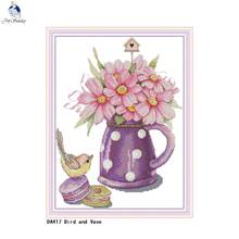 Bird and Vase Cross-stitch 11CT Printed Fabric 14CT Canvas DMC Counted Cross Stitch Kits Embroidery Needlework Home Decor 2024 - buy cheap